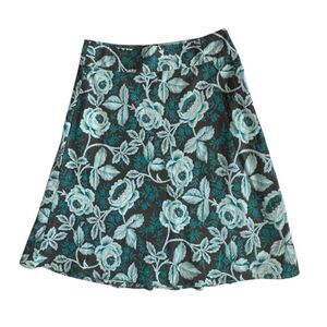 Saltwater Skirt Brown Green Flower A Line Cotton Silk Y2K